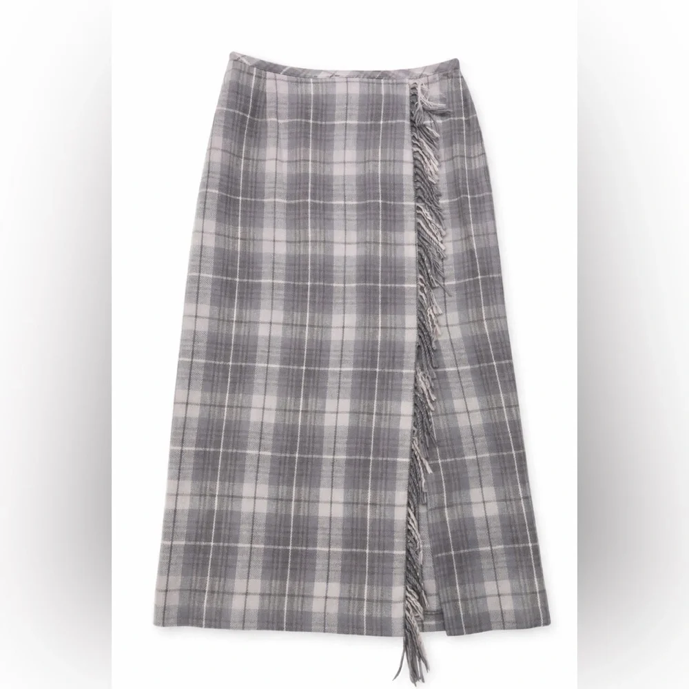 Norton McNaughton Charcoal Checkered Maxi Skirt - Picture 2 of 9